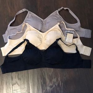 3 Nursing Bras - Beige, Gray, & Black